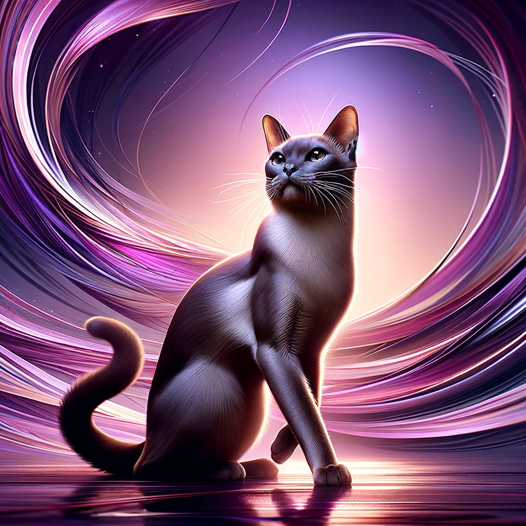 AI-generated image of a Burmese cat inspired by Taylor Swift's "Speak Now" album cover.