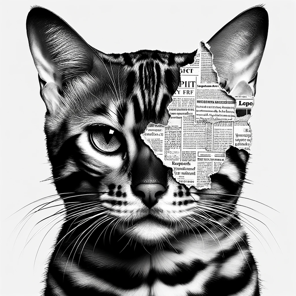 AI-generated image of a Bengal cat inspired by Taylor Swift's "Reputation" album cover.