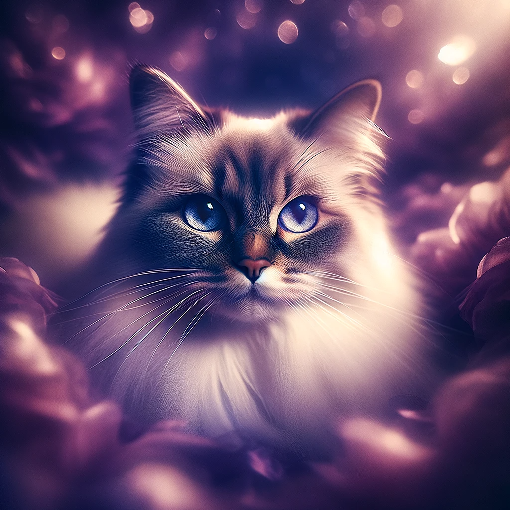 AI-generated image of a Birman cat inspired by Taylor Swift's "Speak Now (Taylor's Version)" album cover.