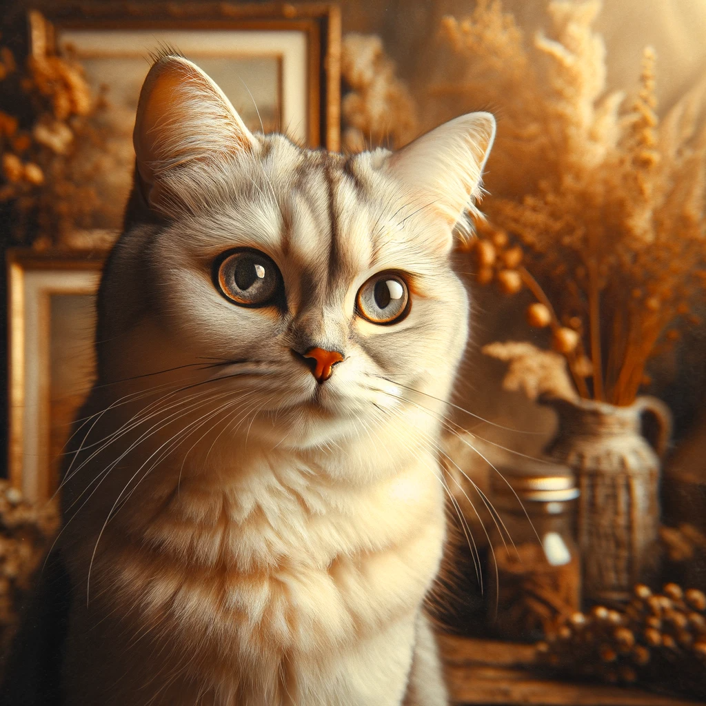 AI-generated image of a Burmilla cat inspired by Taylor Swift's "Taylor Swift" album cover.