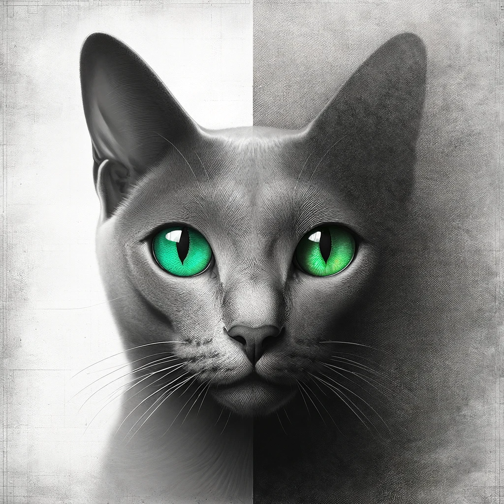 AI-generated image of a Korat cat inspired by Taylor Swift's "Reputation" album cover.