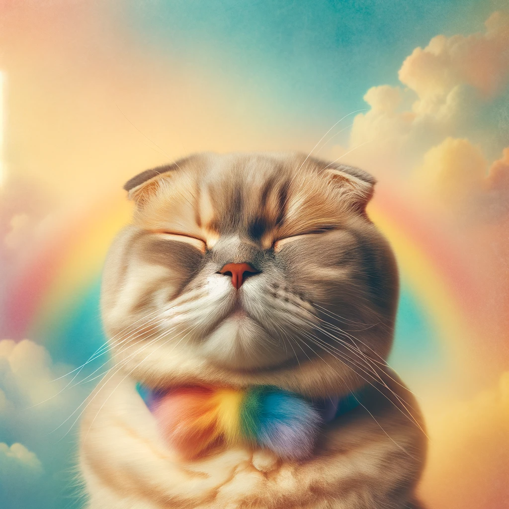 AI-generated image of a Scottish Fold cat inspired by Taylor Swift's "Lover" album cover.