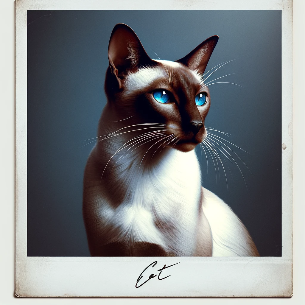 AI-generated image of a Siamese cat inspired by Taylor Swift's "1989" album cover.