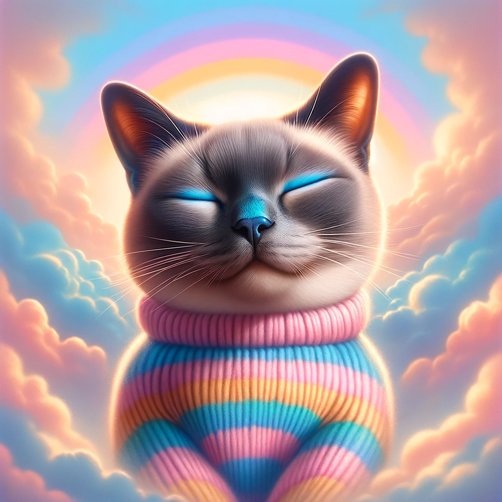 AI-generated image of a Siamese cat inspired by Taylor Swift's "Lover" album cover.