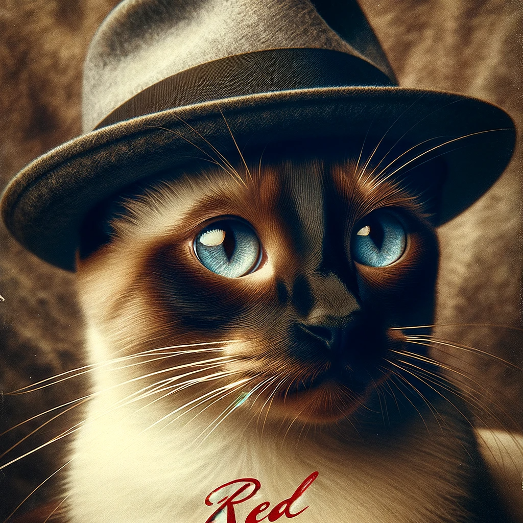 AI-generated image of a Siamese cat inspired by Taylor Swift's "Red" album cover.